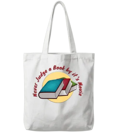 Never Judge a Book by It's Movie Tote Bags - White