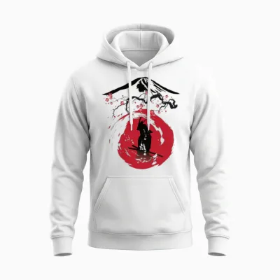 Japanese Samurai Art Unisex Hoodie - White