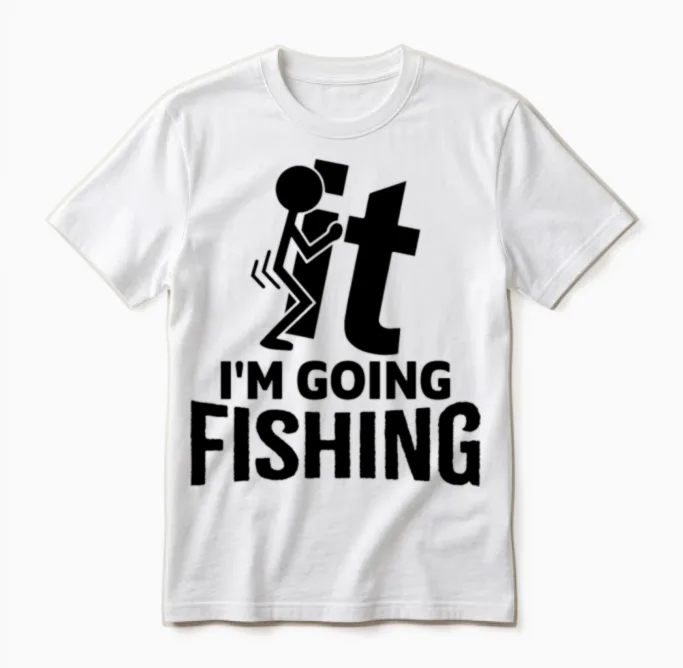 Funny Fishing Unisex T-Shirt in White