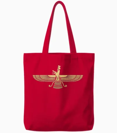 Faravahar Symbol Persische Sumerische Geflügelte Kugelfigur Ikone Tote Bags - Red