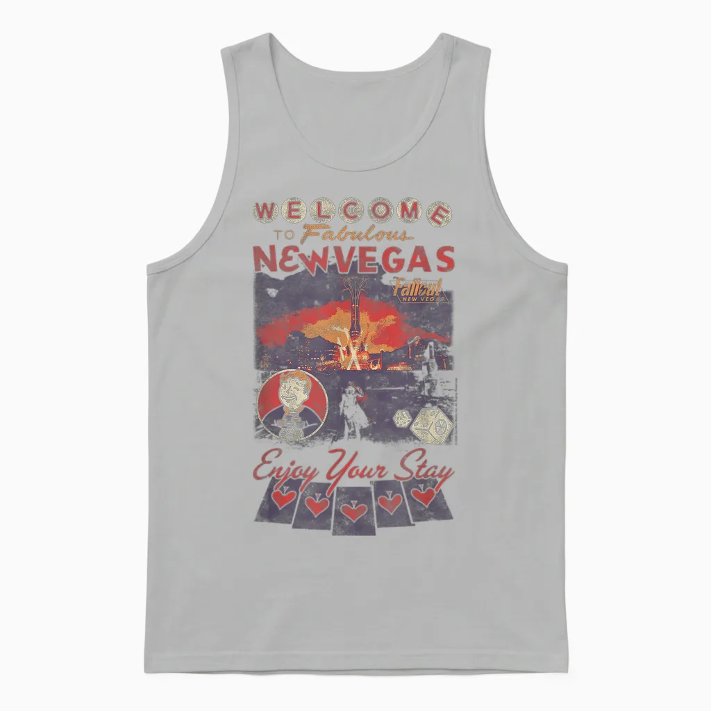 Fallout Welcome to Fabulous New Vegas Vintage Video Game Unisex Tank Top in Ash