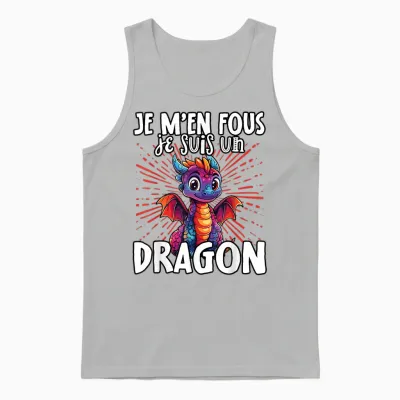 Je M'en Fous Je Suis Un Dragon - Cute Dragon T-Shirt, Black, S Unisex Tank Top - Ash
