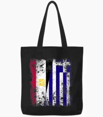 Half Flag Egyptian Greek Greek Hellas Heritage Tote Bags - Black
