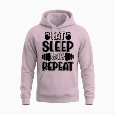 Eat Sleep Gym Repeat Unisex Hoodie - Light Pink