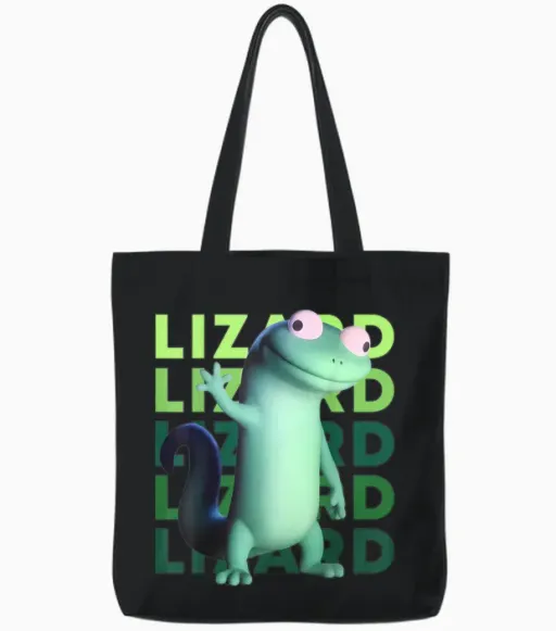 Funny Weirdcore Animal Women Men Lizard Lizard Lizard Meme Tote Bags in Black