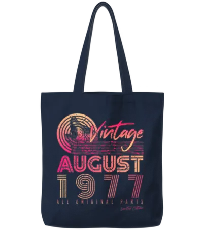 Retro 1977 in August Tote Bags - Navy