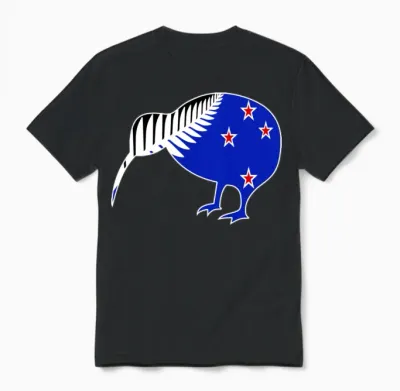 New Zealand, Kiwi New Zealand Unisex T-Shirt - Black