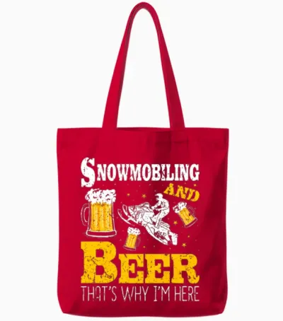 Snowmobiling Motor Sled Winter Sport Tote Bags - Red