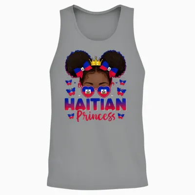 Haitian Princess Haiti Flag Afro Haitienne for Girls Unisex Tank Top - Sport Grey