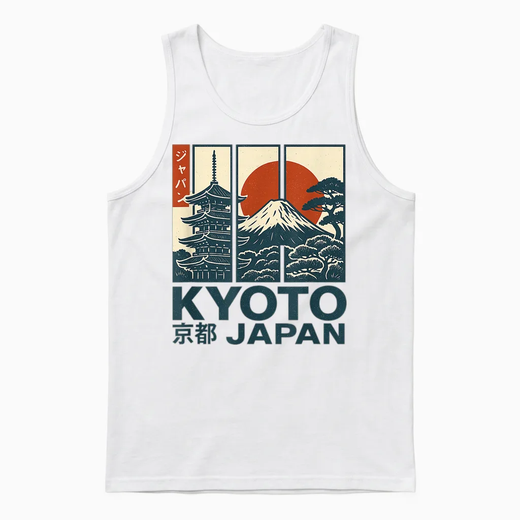 Kyoto Japan Vintage Retro Japan Reise Design Unisex Tank Top in White