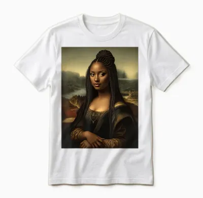 Black Mona Lisa African American Black History Month Funny Unisex T-Shirt - White