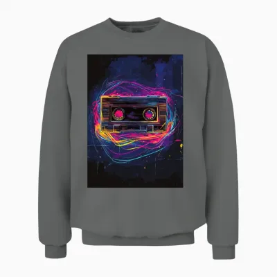 Neon Retro Cassette Unisex Sweatshirt - Graphite Heather