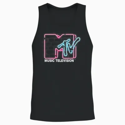 Mtv Logo Luminous Sign Wall Decor Pink Blue Lights Mtv Unisex Tank Top - Black