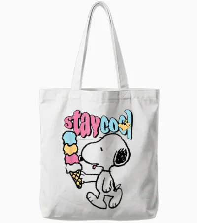 Peanuts - Snoopy Mit Eis Bleib Cool Tote Bags - White