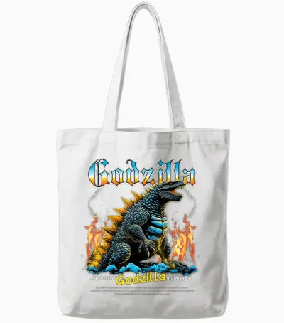 Godzilla Japanese Monster Tote Bags - White