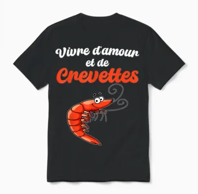 Living Love and Shrimp Humor Crustaceans Shrimp Sea T-Shirt, Black, S Unisex T-Shirt - Black