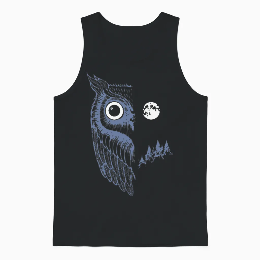 Night Owl Unisex Tank Top in Black