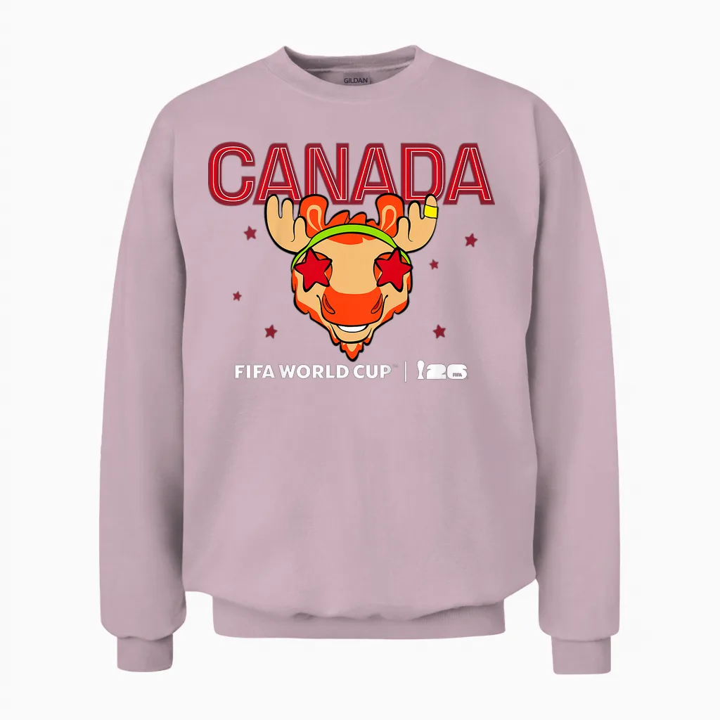 Enfant Fifa World Cup26 Canada Mascotte Stars Unisex Sweatshirt in Light Pink