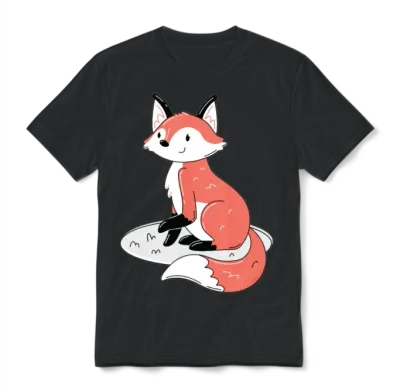 Cute Red Fox Unisex T-Shirt - Black
