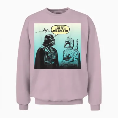 Star Wars Funny Darth Vader and Boba Fett Comic Unisex Sweatshirt - Light Pink