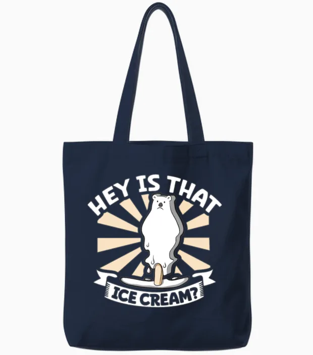 Polar Bear Global Warming Artic Seal Hunting Ursus Tote Bags in Navy