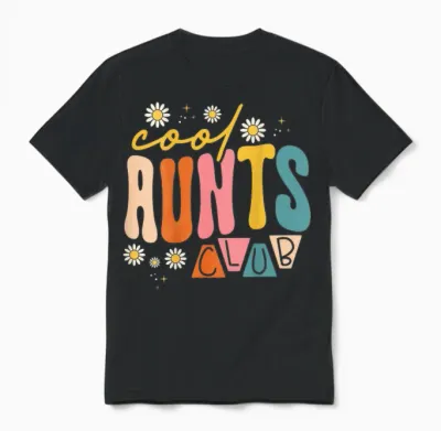Groovy Retro Hippie 60s 70s Rückendruck Cool Aunts Club Unisex T-Shirt - Black