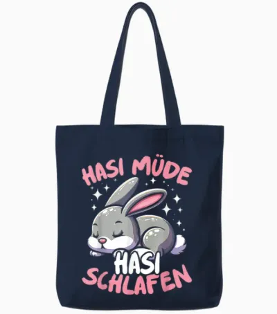 Hasi Müde Hasi Schlafen Lustiges Süßes Schlafshirt Damen Tote Bags - Navy