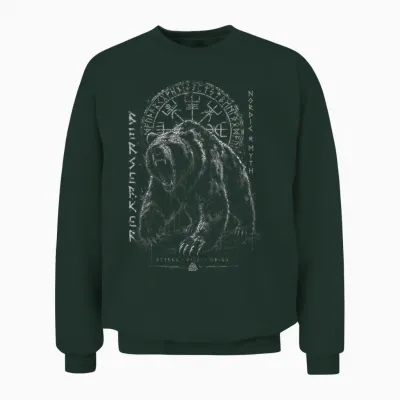 Berserker Ours Guerrier Odin Runes Boussole Nordique Viking Unisex Sweatshirt - Forest