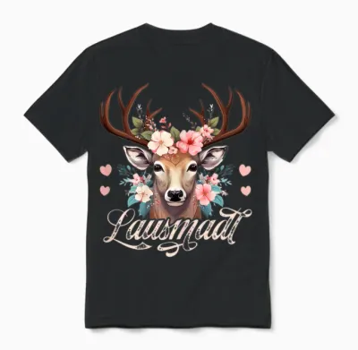 Dirndl Trachtenshirt Damen Lausmadl T-Shirt Mädchen Trachten Unisex T-Shirt - Black