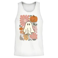 Boho Floral Fall Pink Ghost Unisex Tank Top - White – 2