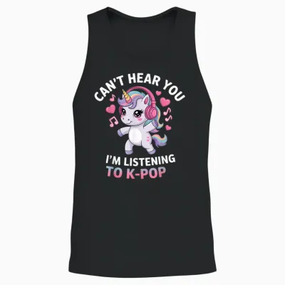 K-Pop Je Ne T'entends Pas J'écoute K-Pop K Pop Kawaii Kpop Unisex Tank Top - Black