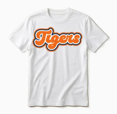 Retro Tigers Script Unisex T-Shirt - White