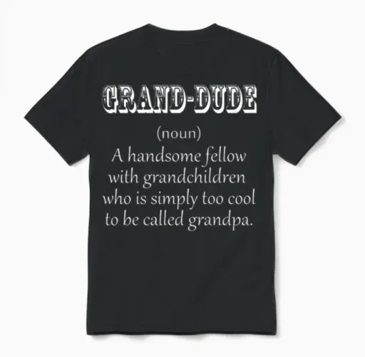 Grand Dude White Grandpa Unisex T-Shirt in Black