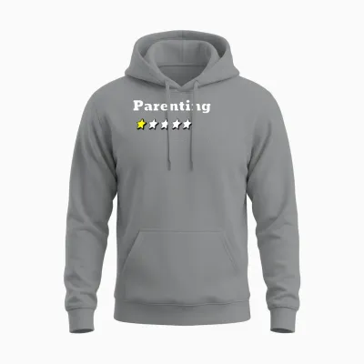 Parenting 1 Star Rating; Funny Parenting Gift; Unisex Hoodie - Sport Grey