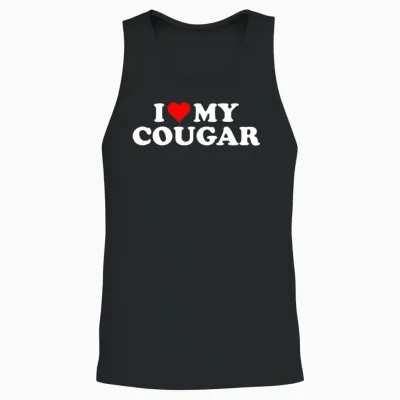 I Love Cougars Cougar Humor Valentine's Day 3bk1 Unisex Tank Top - Black