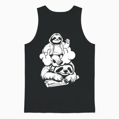 Sloth Funny Unisex Tank Top - Black