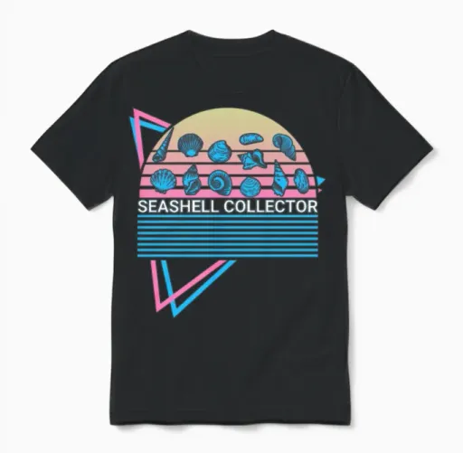 Seashell Collector Retro Unisex T-Shirt in Black