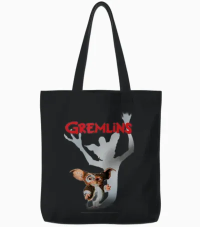 Gremlins Gizmo Shadow T-Shirt, White Tote Bags - Black