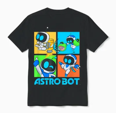 Astro Bot Rescue Mission Fighting Pose Video Game Unisex T-Shirt - Black