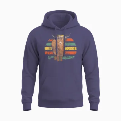 Highland Cow Retro Unisex Hoodie - Heather Sport Dark Navy