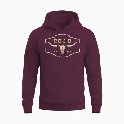 Distressed Cojo Cowhide Name Proud Vintage Retro Bull-Skull Unisex Hoodie - Maroon
