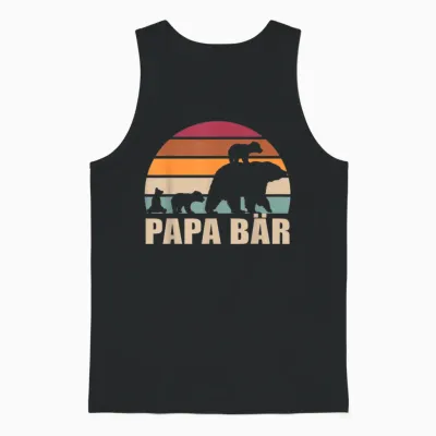Papa Bär 3 Kinder Vatertag Dreifach Papa Von Drei Kindern Unisex Tank Top - Black
