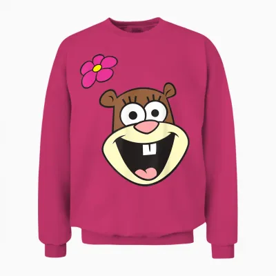 Spongebob Squarepants Cheerful Sandy Cheeks Big Face T-Shirt, Gray Unisex Sweatshirt - Heliconia