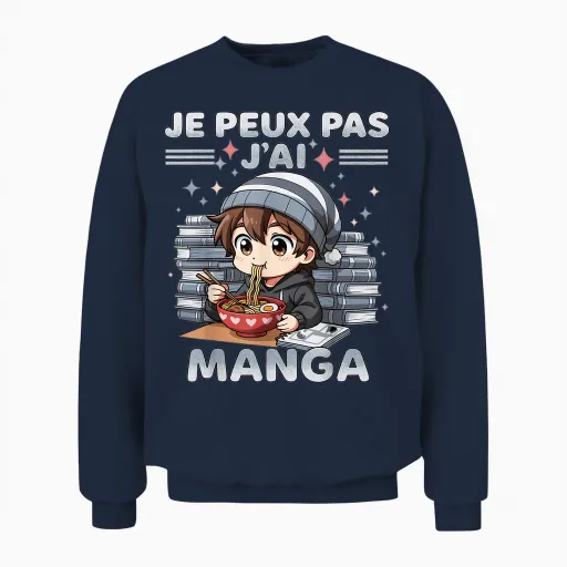 Je Peux Pas J'ai Manga - Humor Kawaii Ramen Anime Japanese Unisex Sweatshirt - Navy