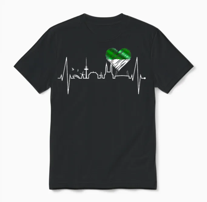Bremen Skyline Bremer Herzschlag Fan Herz Ich Liebe Bremen T-Shirt, Black Unisex T-Shirt in Black