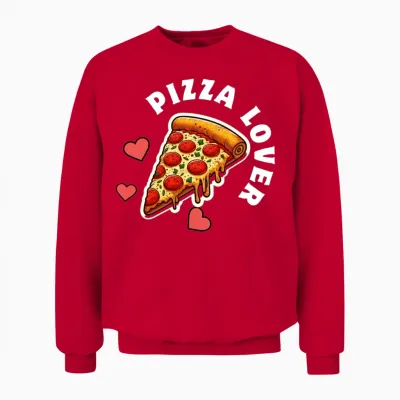 Pizza Lover Slice Design Unisex Sweatshirt - Red