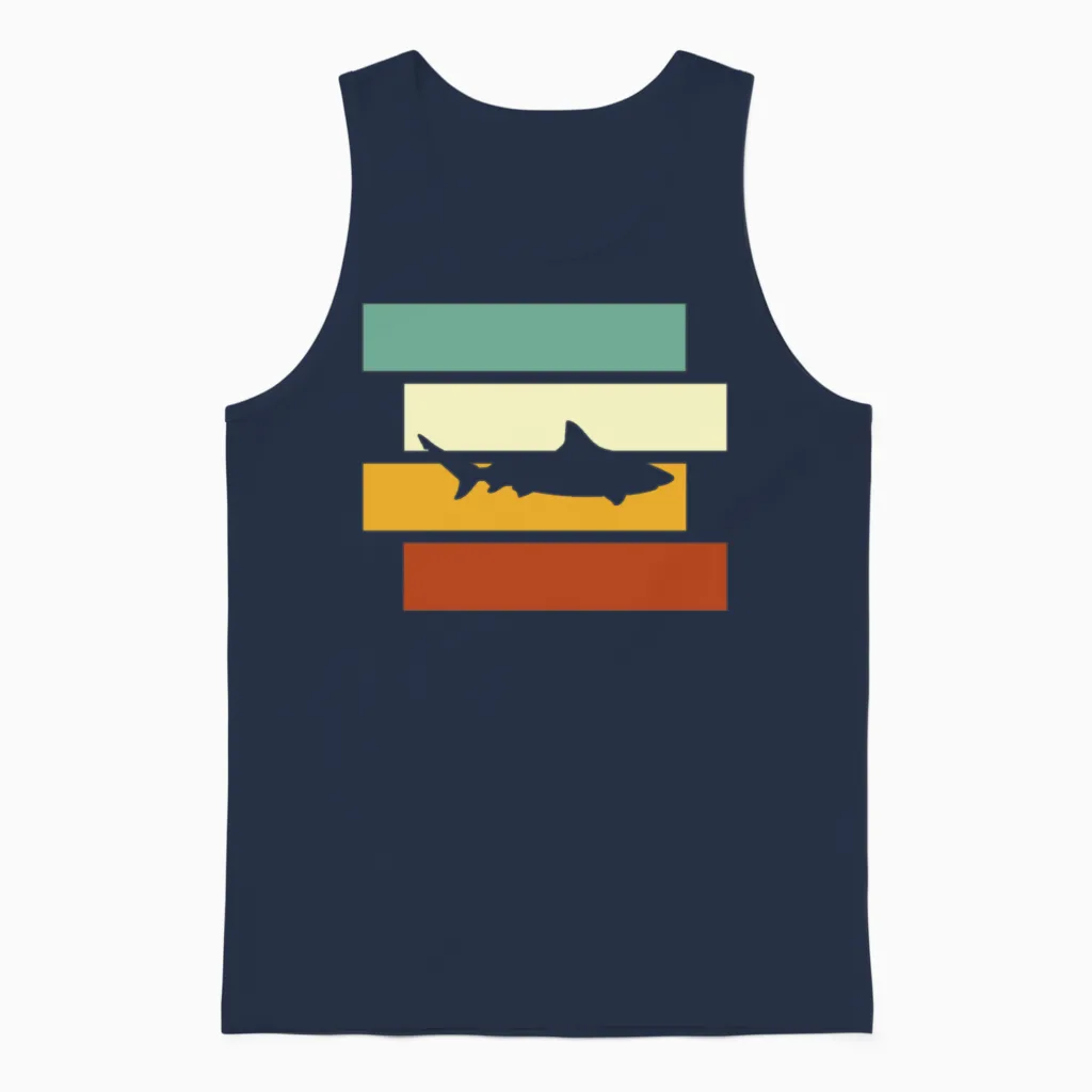 Shark Retro Unisex Tank Top in Navy