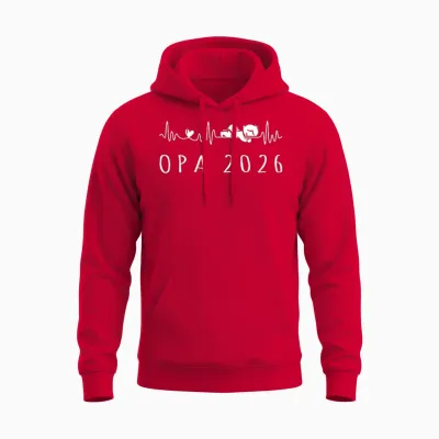 Opa 2026 Herzschlag Schwangerschaft Ankündigung Unisex Hoodie - Red