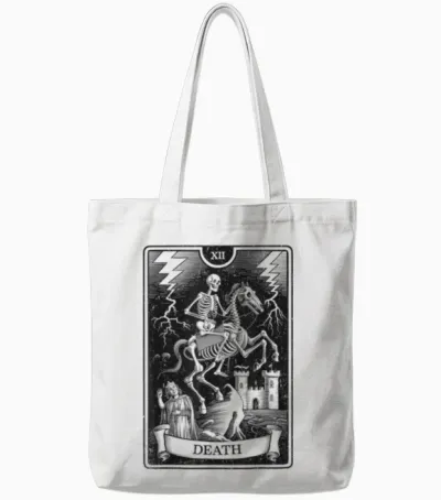 Esoteric Mystic Spiritual Tarot Card Streetwear T-Shirt, Grey, S Tote Bags - White