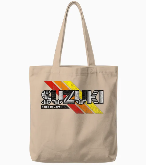 Suzuki Family Name Japanese Retro Vintage T-Shirt, Black, S Tote Bags in Natural